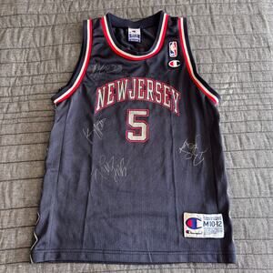Autographed Jason Kidd + Team Vintage NBA New Jersey Nets Team Jersey JSA LOA